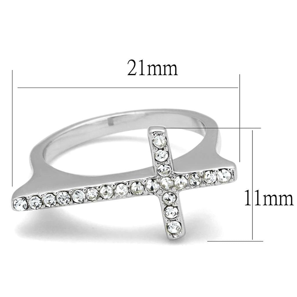 Alamode Rhodium Brass Ring with Top Grade Crystal in Clear