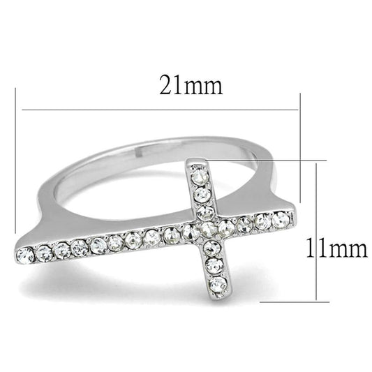 Alamode Rhodium Brass Ring with Top Grade Crystal in Clear - Alamode