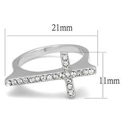 Alamode Rhodium Brass Ring with Top Grade Crystal in Clear