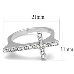 Alamode Rhodium Brass Ring with Top Grade Crystal in Clear