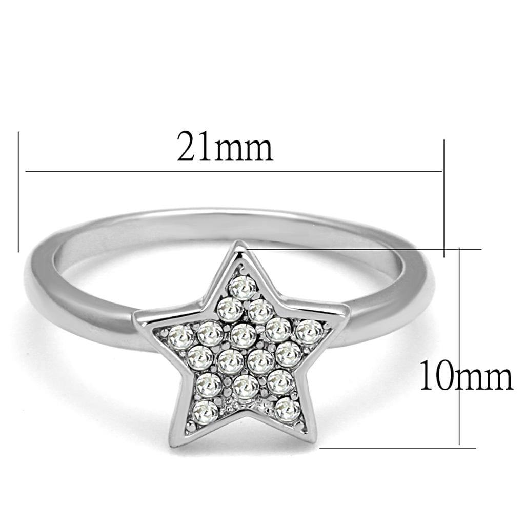 Alamode Rhodium Brass Ring with Top Grade Crystal in Clear - Alamode