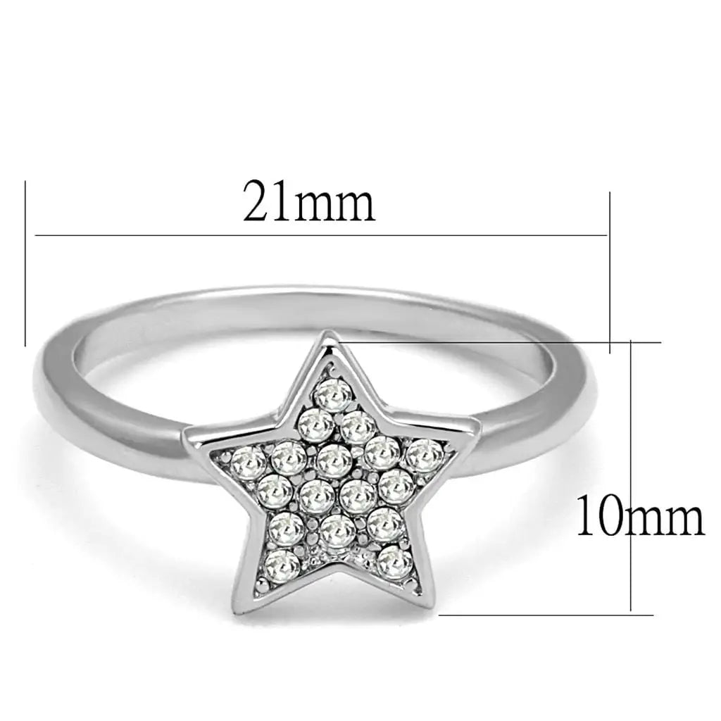 Alamode Rhodium Brass Ring with Top Grade Crystal in Clear - Alamode - Flyclothing LLC