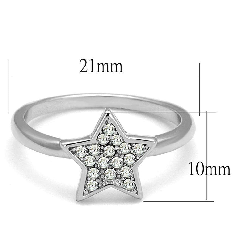 Alamode Rhodium Brass Ring with Top Grade Crystal in Clear - Alamode - Flyclothing LLC