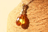 Alamode 14 K Gold tone 925 Sterling Silver Chain Pendant with AAA Grade CZ in Yellow - Alamode