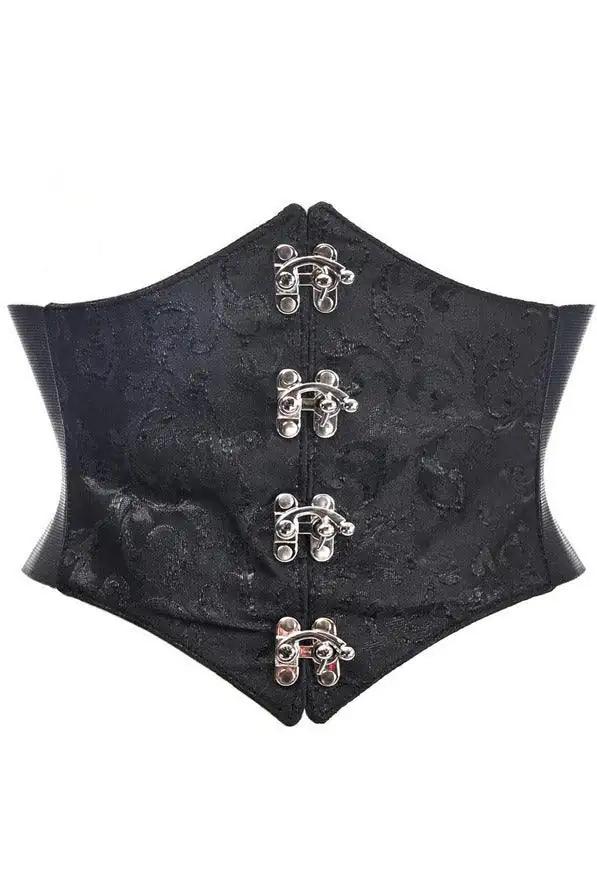Daisy Corsets Lavish Black/Black Swirl Brocade Corset Belt Cincher w/Clasps - Daisy Corsets