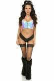 Daisy Corsets Lavish Blue/Purple Holo Short Bustier Top - Daisy Corsets