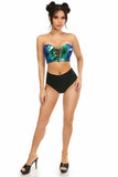 Daisy Corsets Lavish Teal/Blue Holo Lace-Up Short Bustier Top - Daisy Corsets