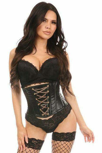 Lavish Wet Look Mini Cincher Corset w/Gold Chains - Daisy Corsets - Flyclothing LLC