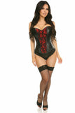 Daisy Corsets Lavish Wet Look Overbust Corset Red w/Lace Overlay - Daisy Corsets