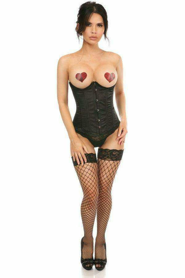 Daisy Corsets Lavish Black Satin Open Bust Underwire Underbust Corset - Daisy Corsets - Flyclothing LLC