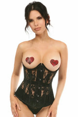 Daisy Corsets Lavish Black Sheer Lace Underwire Open Cup Underbust Corset - Daisy Corsets - Flyclothing LLC