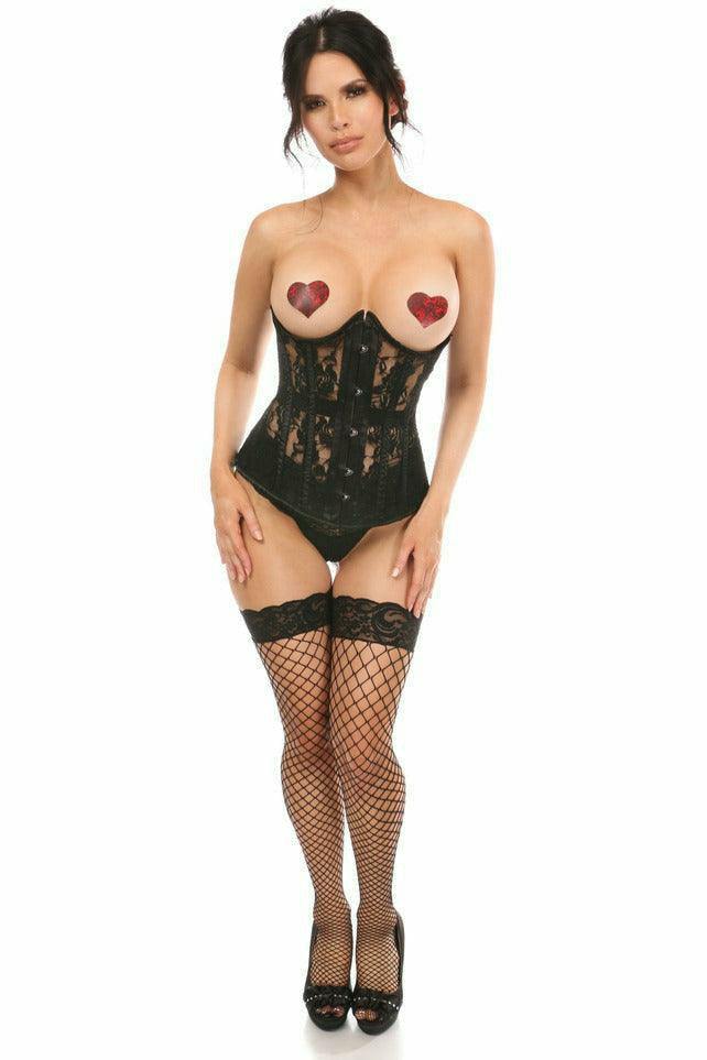 Daisy Corsets Lavish Black Sheer Lace Underwire Open Cup Underbust Corset