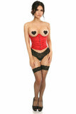 Daisy Corsets Lavish Red Satin Open Bust Underwire Short Underbust Corset - Daisy Corsets