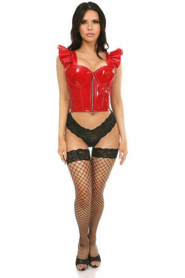 Daisy Corsets Lavish Red Patent Bustier Top w/Ruffle Sleeves - Daisy Corsets - Flyclothing LLC