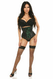 Daisy Corsets Lavish Wet Look Under Bust Corset Green w/Lace Overlay - Daisy Corsets