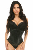 Daisy Corsets Lavish Wet Look Under Bust Corset Black w/Lace Overlay - Daisy Corsets
