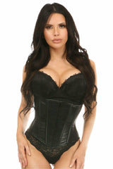 Daisy Corsets Lavish Wet Look Under Bust Corset Black w/Lace Overlay - Daisy Corsets