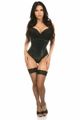 Daisy Corsets Lavish Wet Look Under Bust Corset Black w/Lace Overlay - Daisy Corsets