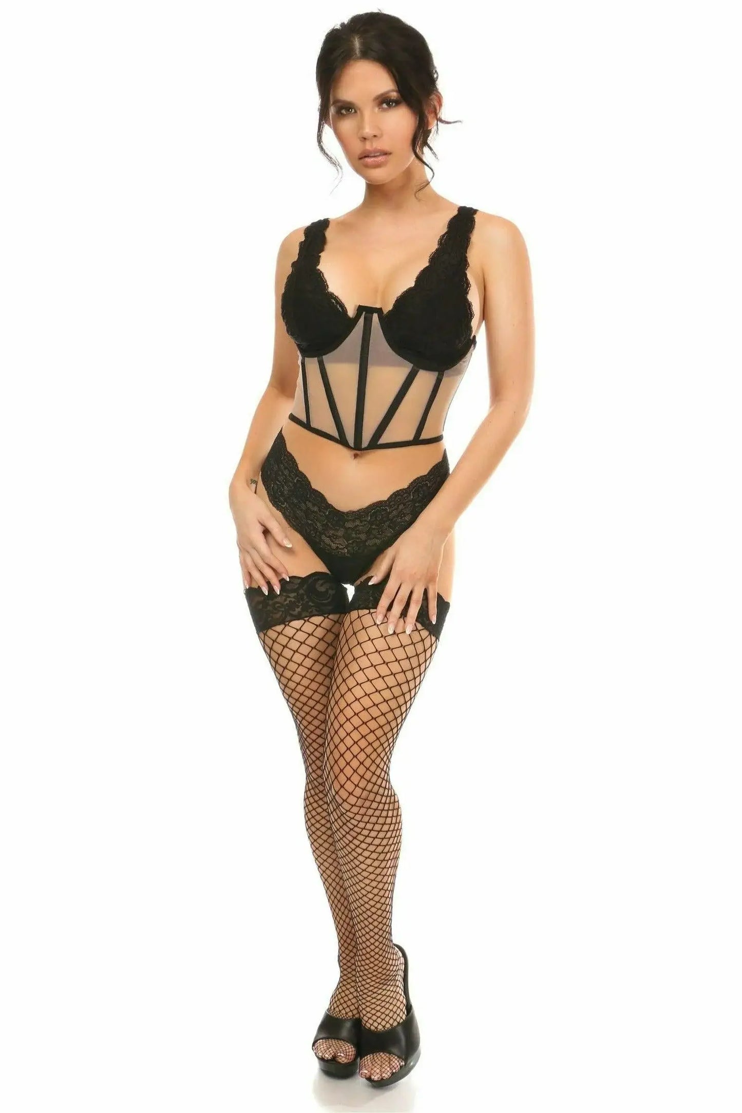 Daisy Corsets Lavish Nude Mesh Open Cup Waist Cincher - Daisy Corsets - Flyclothing LLC