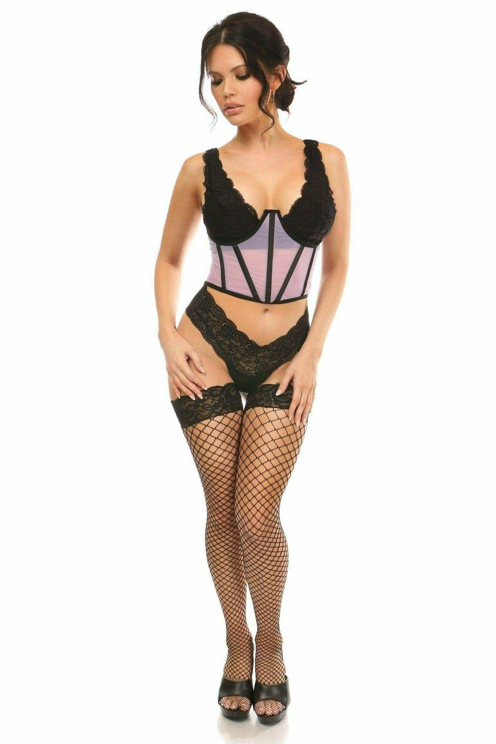 Daisy Corsets Lavish Lavender Mesh Open Cup Waist Cincher - Daisy Corsets - Flyclothing LLC