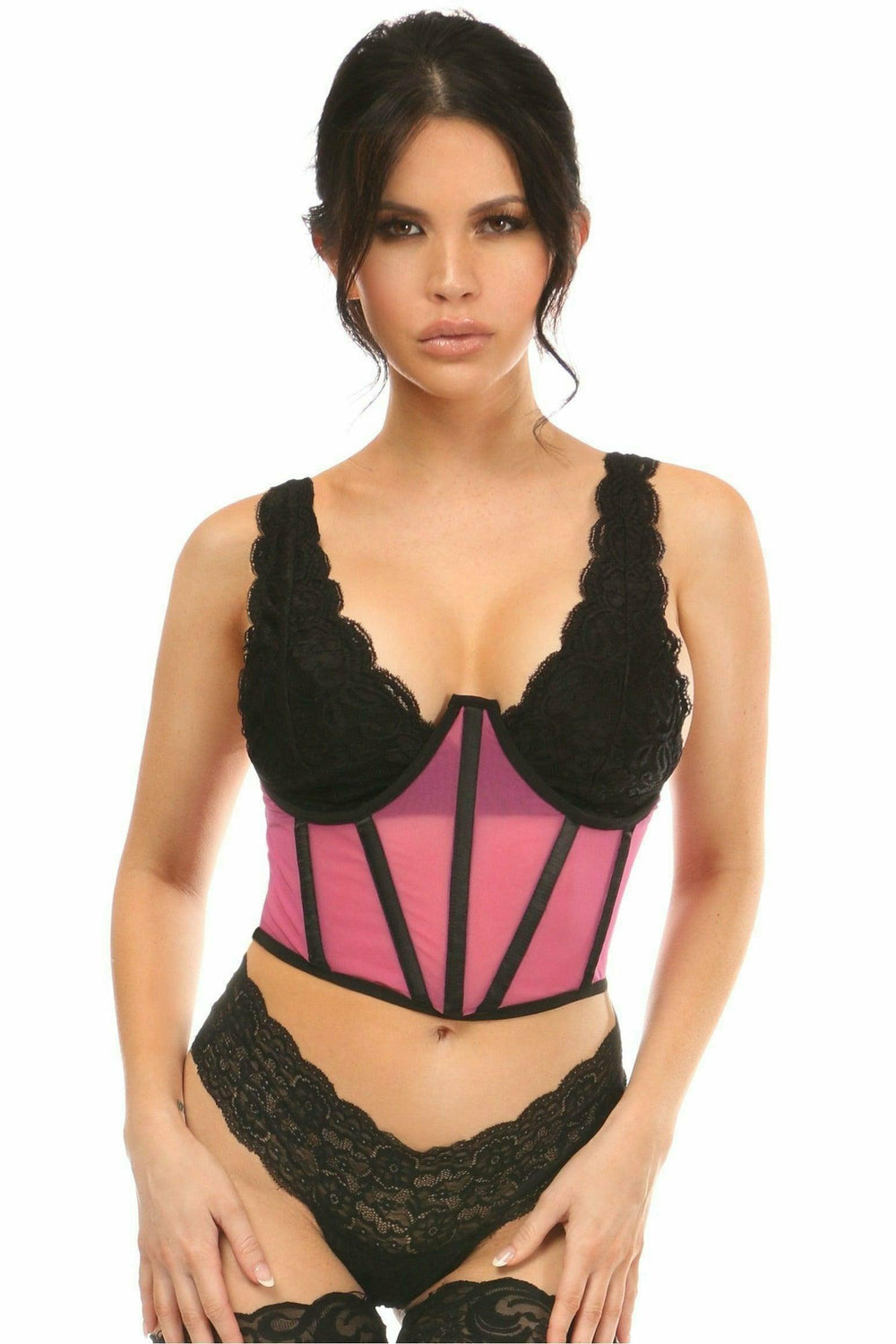Daisy Corsets Lavish Pink Mesh Open Cup Waist Cincher - Daisy Corsets