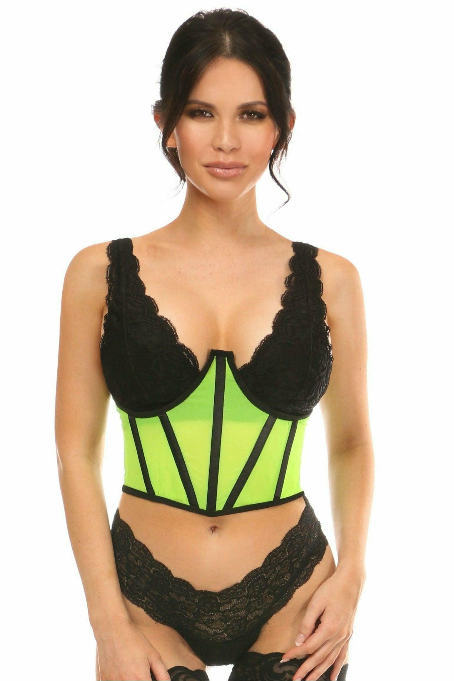 Daisy Corsets Lavish Neon Green Mesh Open Cup Waist Cincher - Daisy Corsets