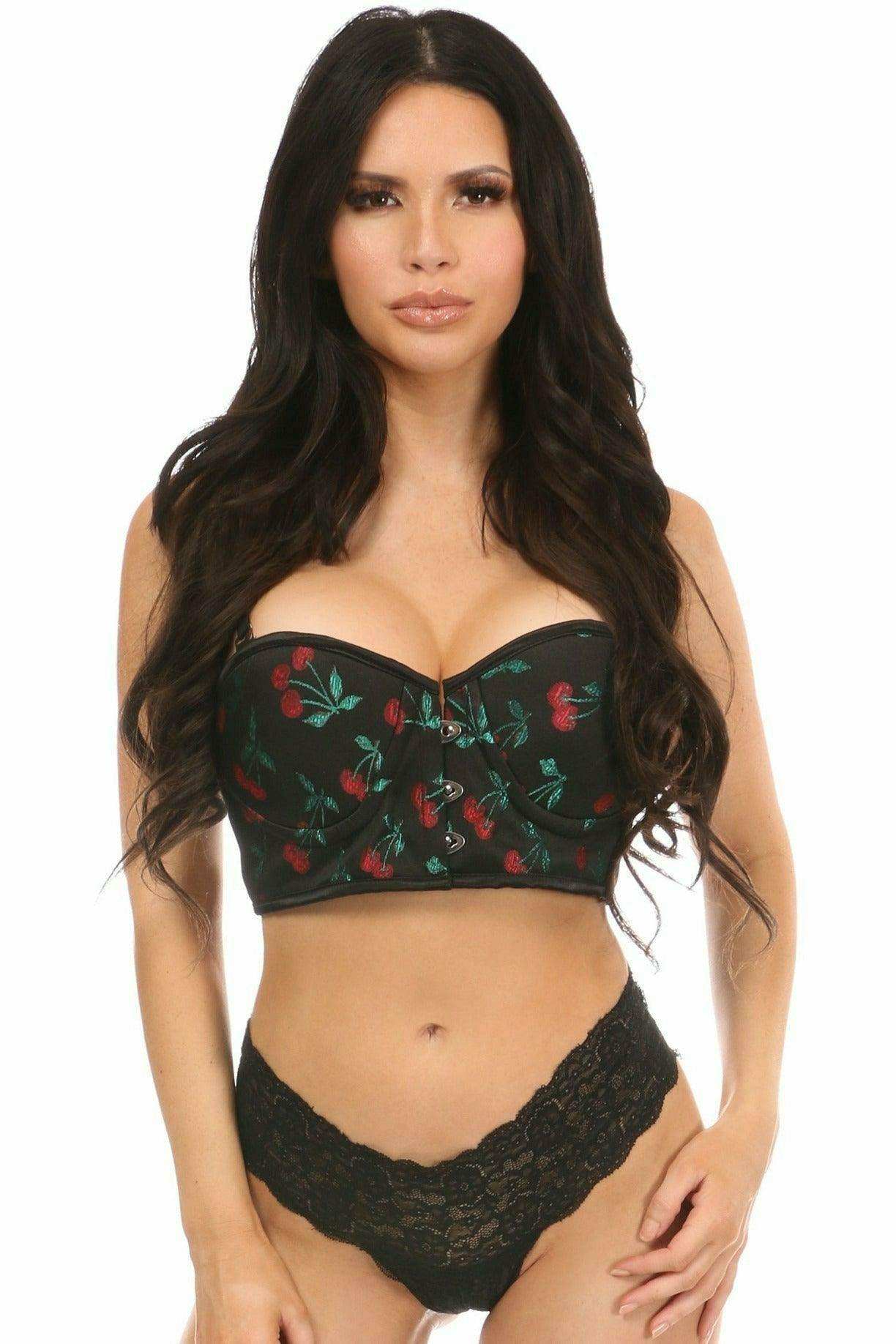 Daisy Corsets Lavish Cherry Brocade Underwire Short Bustier - Daisy Corsets - Flyclothing LLC