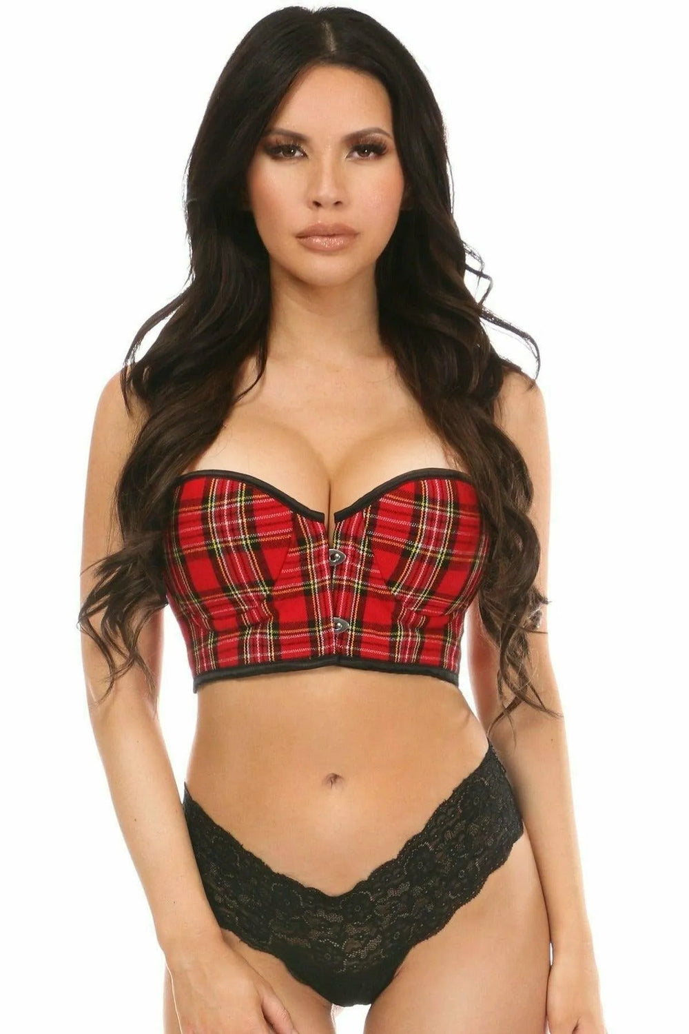 Daisy Corsets Lavish Red Plaid Underwire Short Bustier - Daisy Corsets