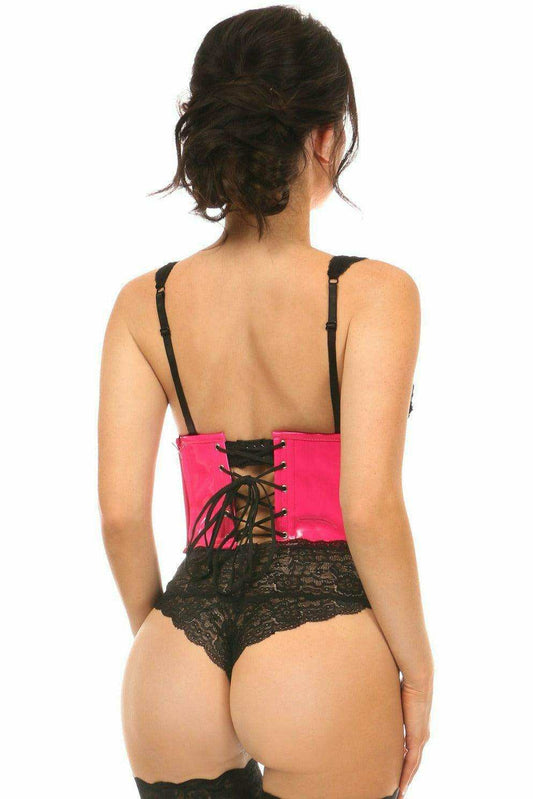 Daisy Corsets Lavish Neon Pink Patent Open Cup Underwire Waist Cincher - Daisy Corsets - Flyclothing LLC