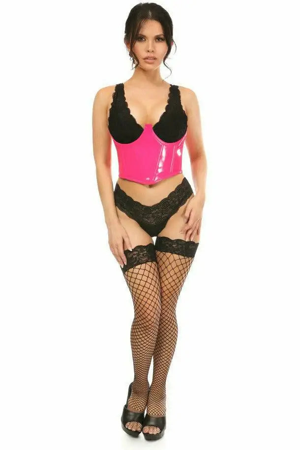 Daisy Corsets Lavish Neon Pink Patent Open Cup Underwire Waist Cincher - Daisy Corsets - Flyclothing LLC