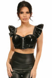 Daisy Corsets Lavish Black Patent Underwire Bustier Top w/Removable Ruffle Sleeves - Daisy Corsets