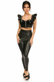 Daisy Corsets Lavish Black Patent Underwire Bustier Top w/Removable Ruffle Sleeves - Daisy Corsets