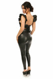 Daisy Corsets Lavish Black Patent Underwire Bustier Top w/Removable Ruffle Sleeves - Daisy Corsets