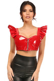 Daisy Corsets Lavish Red Patent Underwire Bustier Top w/Removable Ruffle Sleeves - Daisy Corsets