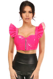 Daisy Corsets Lavish Hot Pink Patent Underwire Bustier Top w/Removable Ruffle Sleeves - Daisy Corsets
