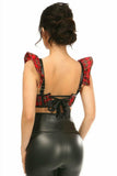 Daisy Corsets Lavish Red Plaid Underwire Bustier Top w/Removable Ruffle Sleeves - Daisy Corsets