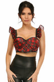 Daisy Corsets Lavish Red Plaid Underwire Bustier Top w/Removable Ruffle Sleeves - Daisy Corsets