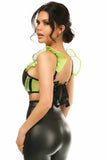 Daisy Corsets Lavish Neon Green Fishnet & Faux Leather Underwire Bustier Top w/Removable Ruffle Sleeves - Daisy Corsets