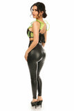 Daisy Corsets Lavish Neon Green Fishnet & Faux Leather Underwire Bustier Top w/Removable Ruffle Sleeves - Daisy Corsets