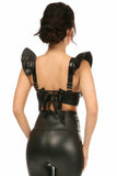 Daisy Corsets Lavish Black Faux Leather Underwire Bustier Top w/Removable Ruffle Sleeves - Daisy Corsets