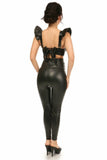 Daisy Corsets Lavish Black Faux Leather Underwire Bustier Top w/Removable Ruffle Sleeves - Daisy Corsets