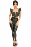 Daisy Corsets Lavish Black Denim Underwire Bustier Top w/Removable Ruffle Sleeves - Daisy Corsets