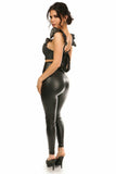 Daisy Corsets Lavish Black Denim Underwire Bustier Top w/Removable Ruffle Sleeves - Daisy Corsets