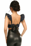 Daisy Corsets Lavish Blue Denim Underwire Bustier Top w/Removable Ruffle Sleeves - Daisy Corsets