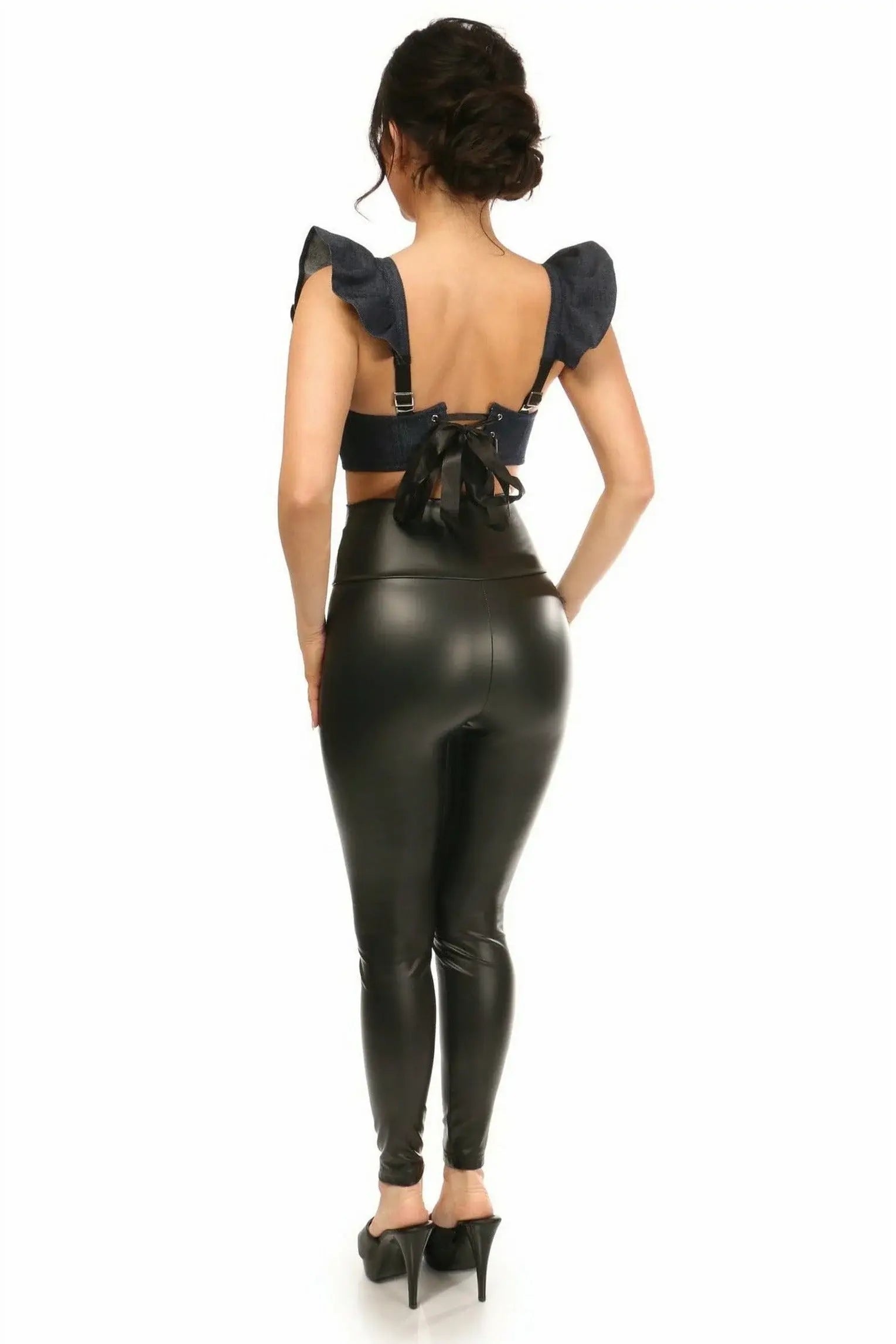Daisy Corsets Lavish Blue Denim Underwire Bustier Top w/Removable Ruffle Sleeves - Daisy Corsets - Flyclothing LLC