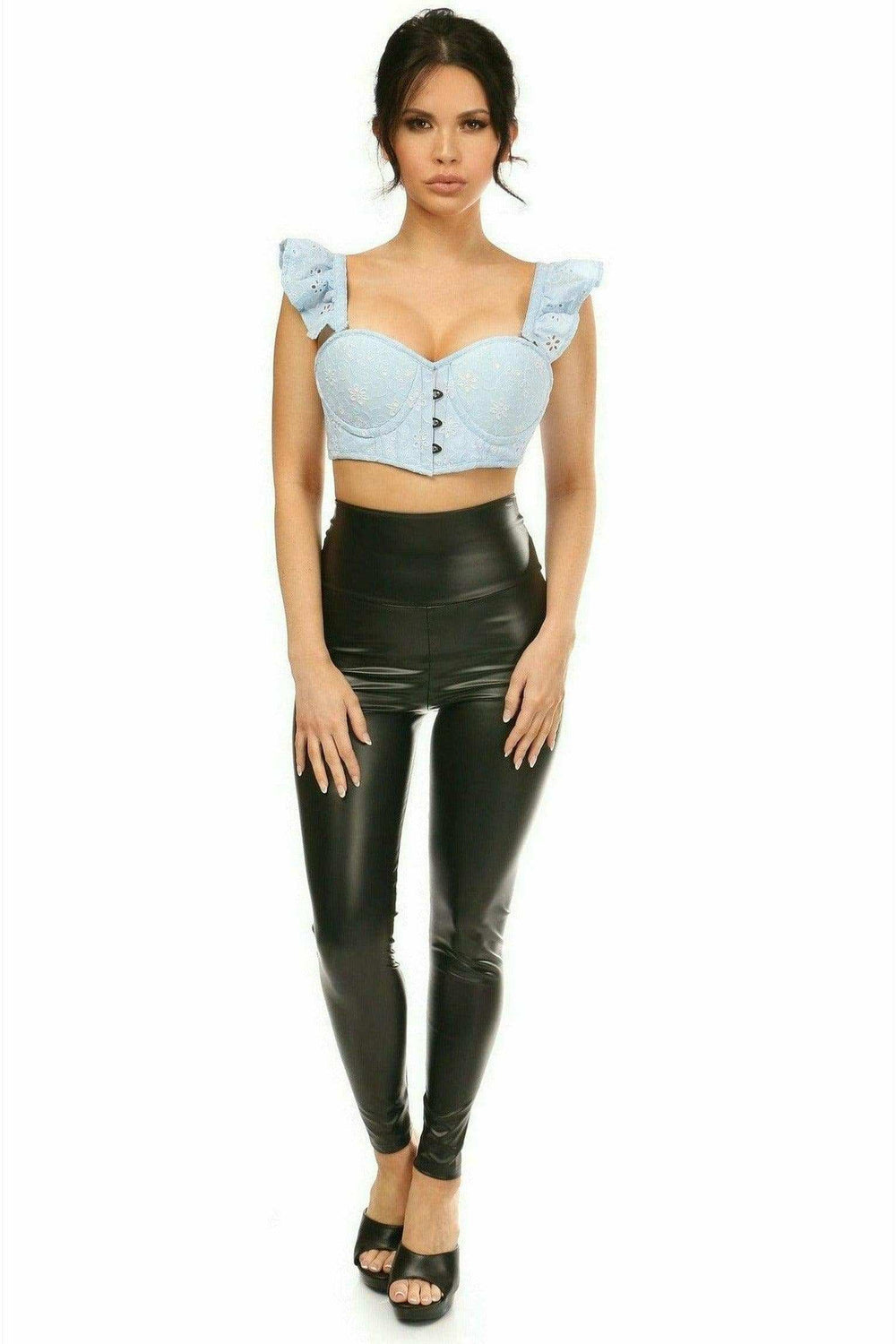 Daisy Corsets Lavish Lt Blue Eyelet Underwire Bustier Top w/Removable Ruffle Sleeves - Daisy Corsets - Flyclothing LLC