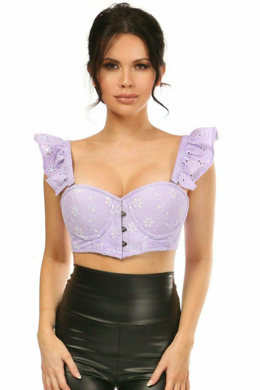 Daisy Corsets Lavish Lavender Eyelet Underwire Bustier Top w/Removable Ruffle Sleeves - Daisy Corsets - Flyclothing LLC