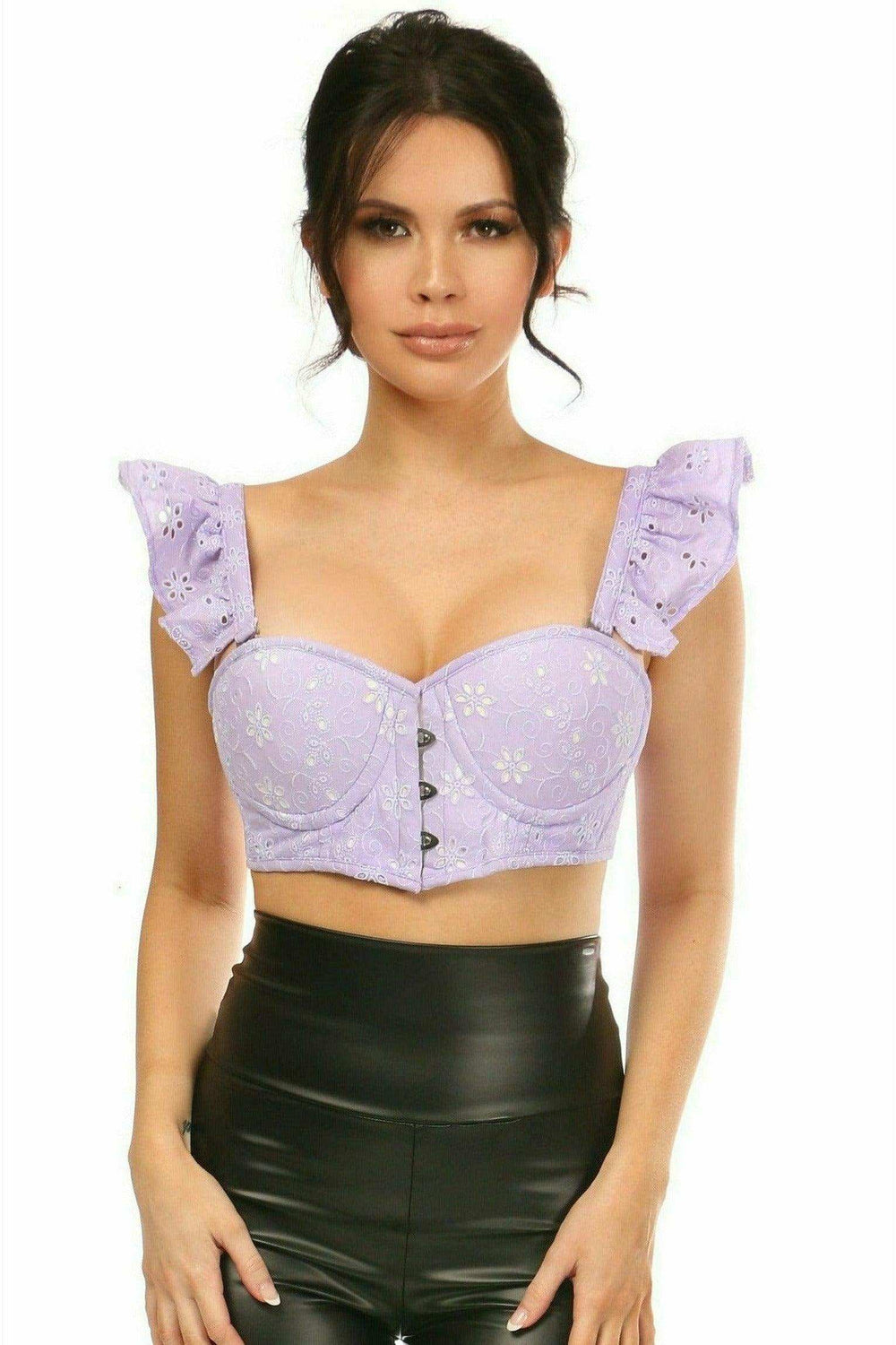 Daisy Corsets Lavish Lavender Eyelet Underwire Bustier Top w/Removable Ruffle Sleeves - Daisy Corsets - Flyclothing LLC
