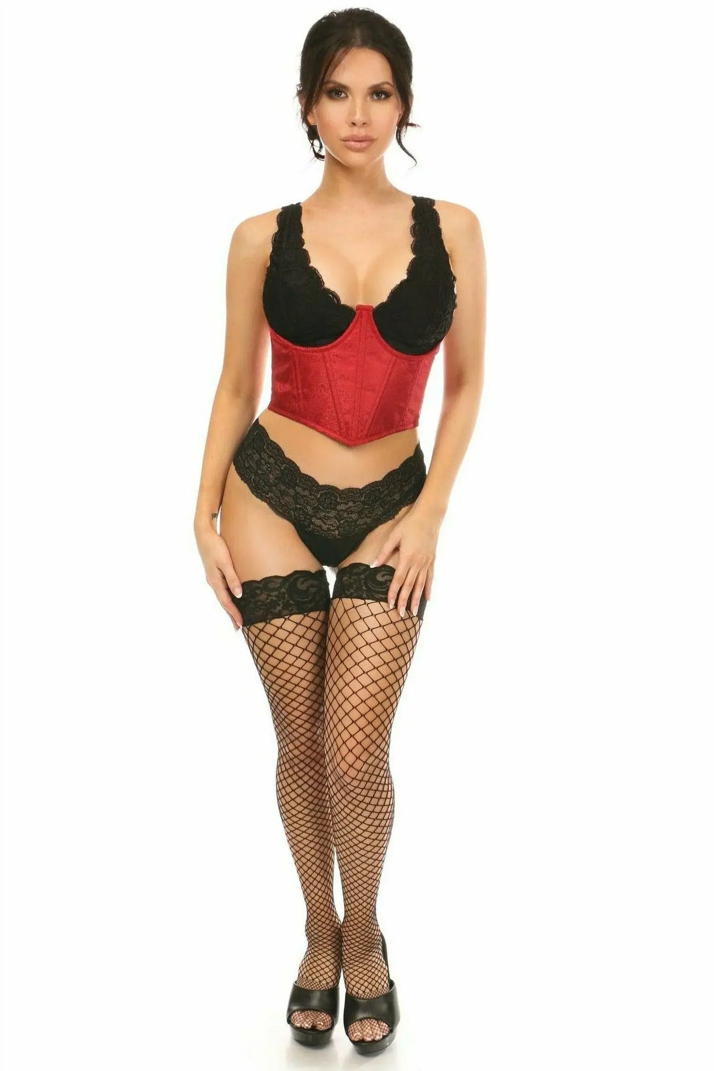 Daisy Corsets Lavish Wine Brocade Open Cup Waist Cincher - Daisy Corsets - Flyclothing LLC