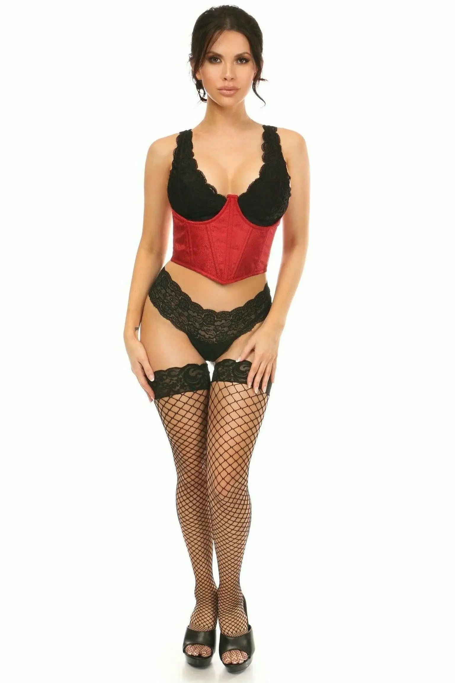 Daisy Corsets Lavish Wine Brocade Open Cup Waist Cincher - Daisy Corsets - Flyclothing LLC